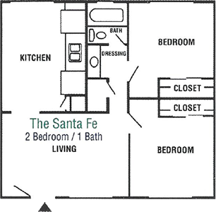 The Santa Fe - Two Bedroom / One Bath*