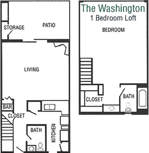 The Washington - One Bedroom / One and 1/2 Bath*